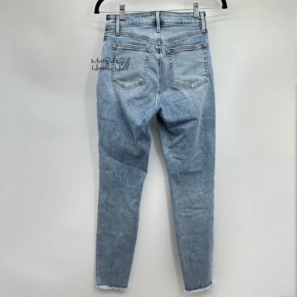 LOFT Curvy High Waist Distressed Shark Bitten Hem Skinny Ankle Jeans Size 0 / 25 - Picture 4 of 5
